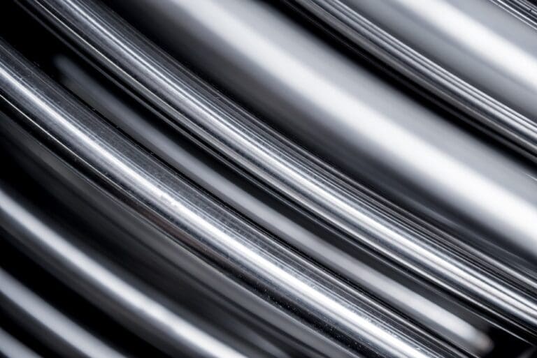 Close-up of industrial metal pipes – linked to global metal prices and market data